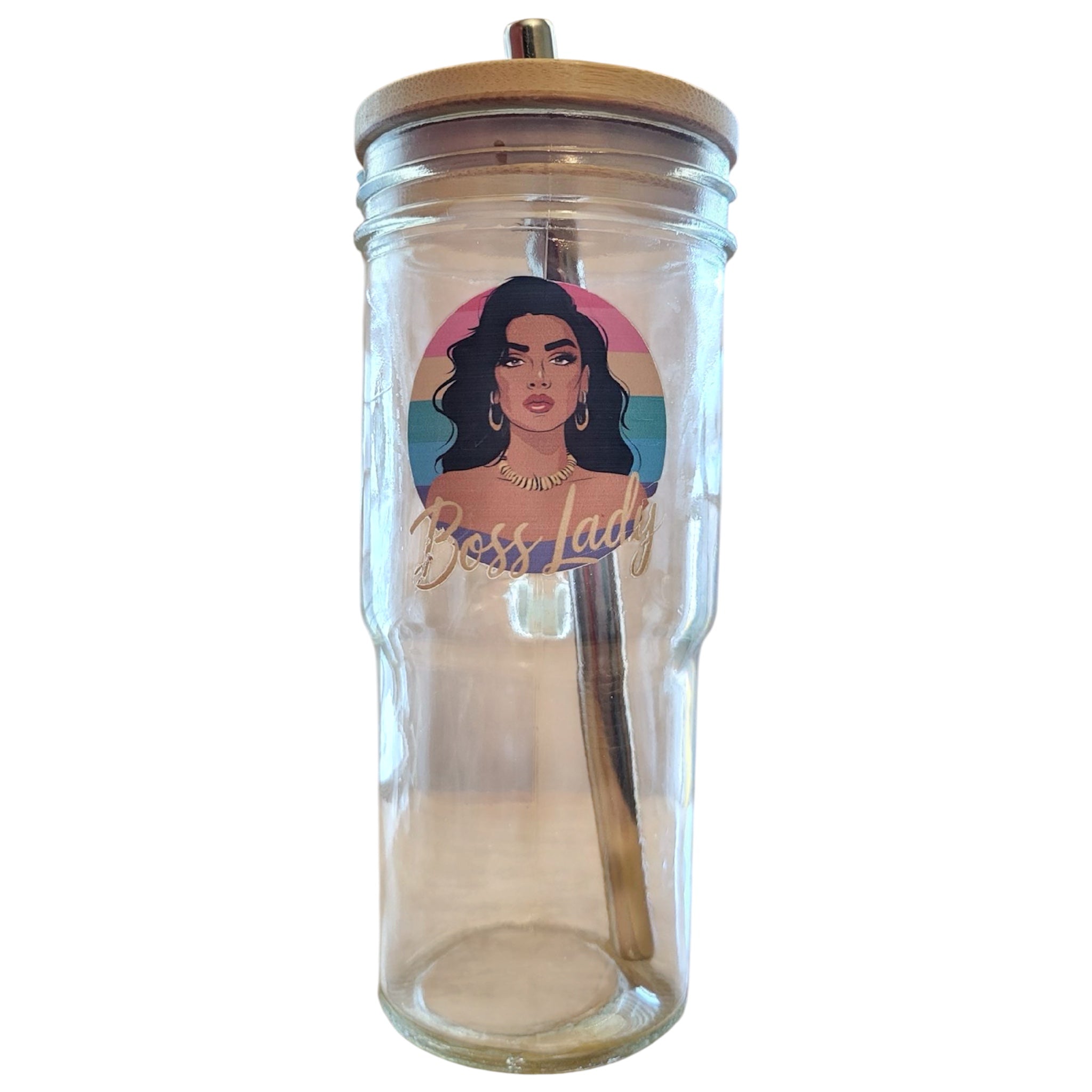 Inspired Sips 24oz Glass Tumbler with Bamboo Lid