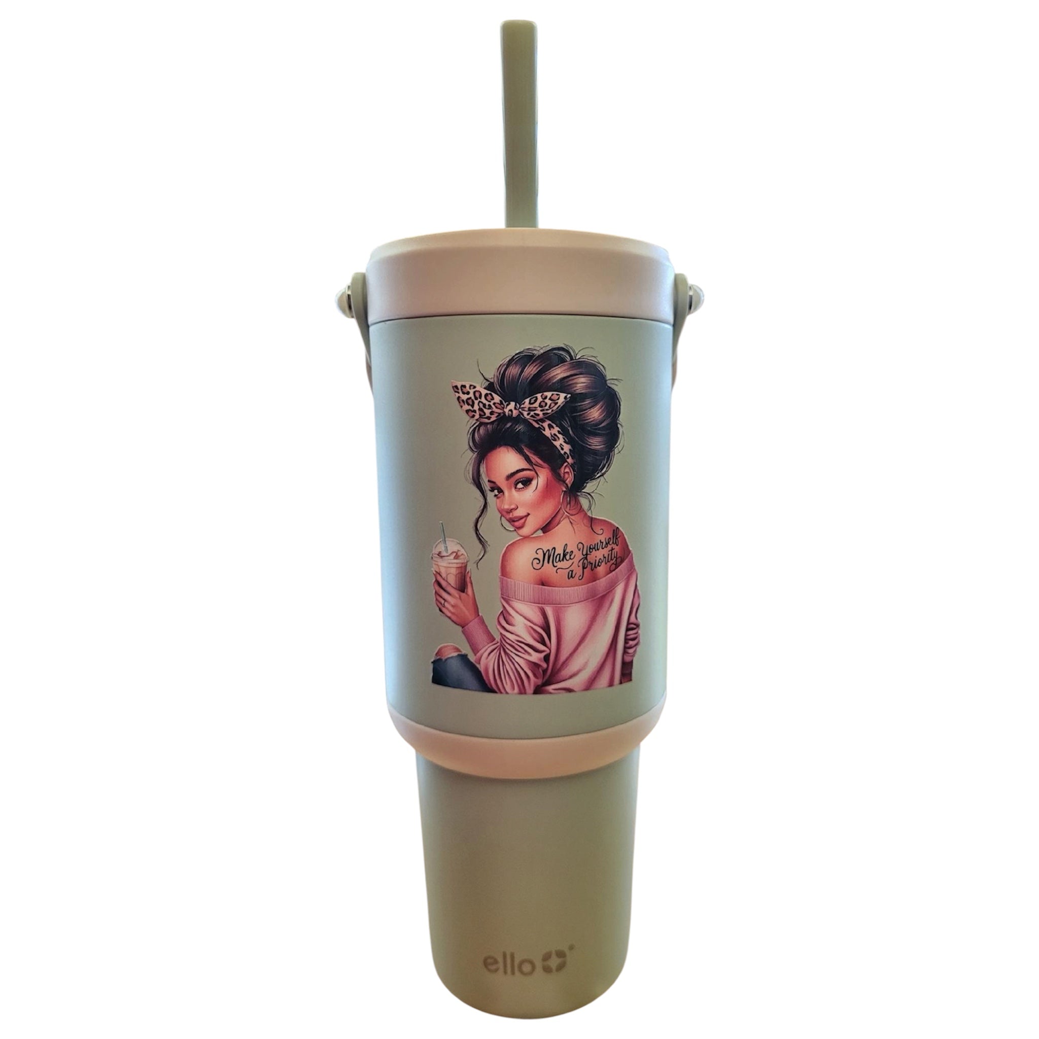 Mint Green Faith Flow 30oz Tumbler with Handle & Retractable Straw