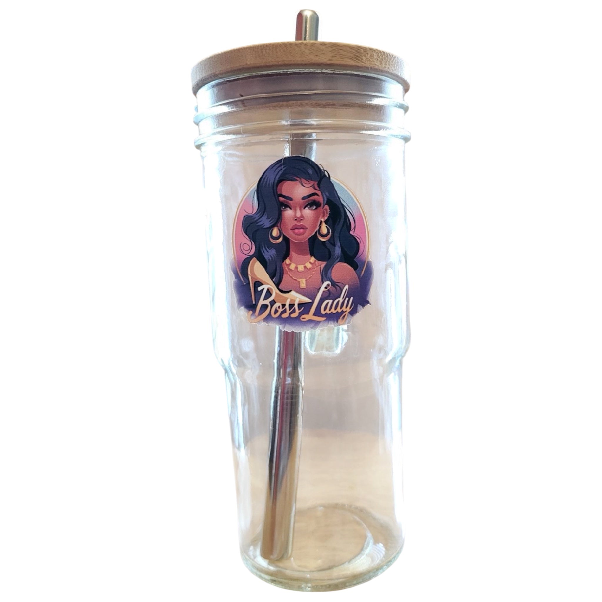 Inspired Sips 24oz Glass Tumbler with Bamboo Lid