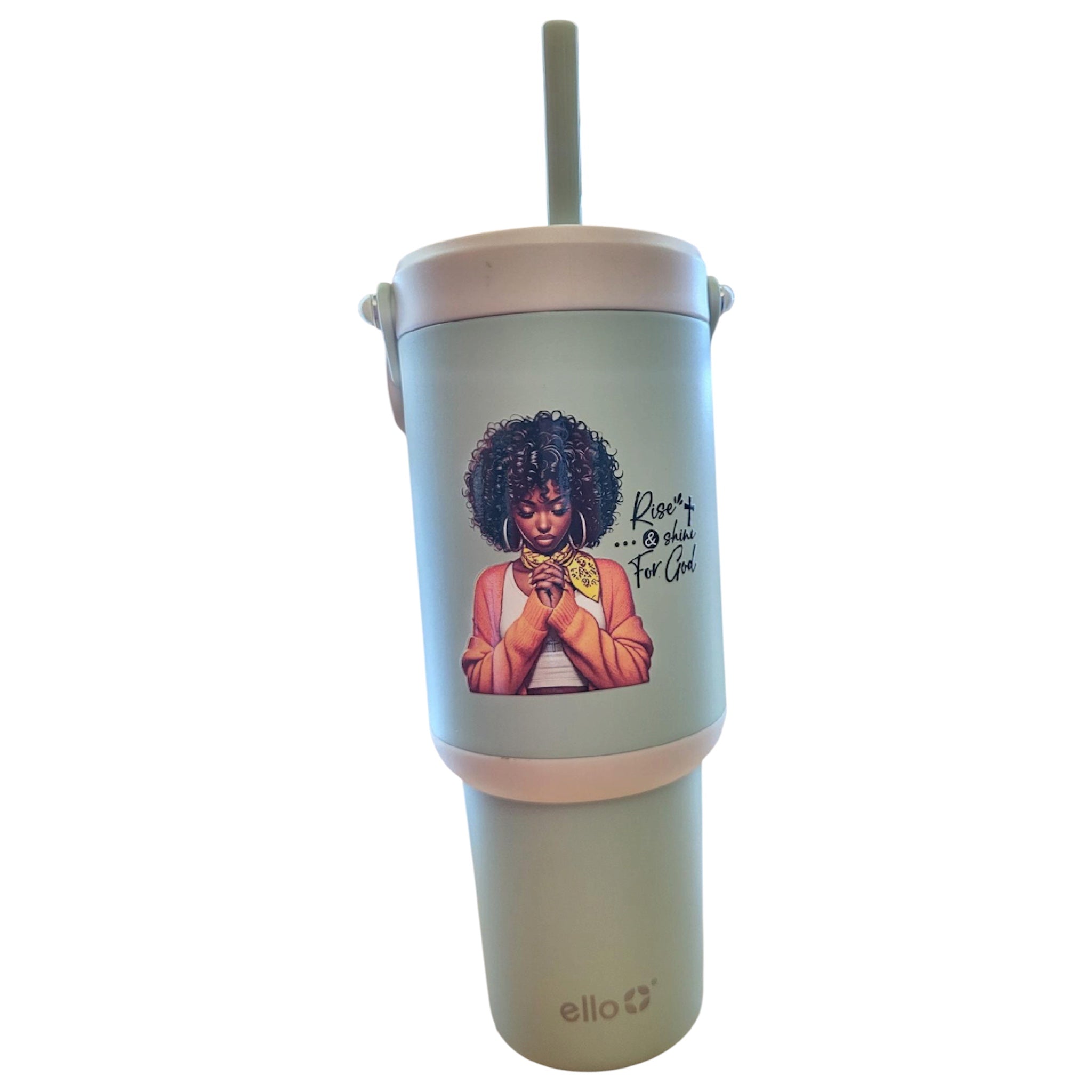 Mint Green Faith Flow 30oz Tumbler with Handle & Retractable Straw