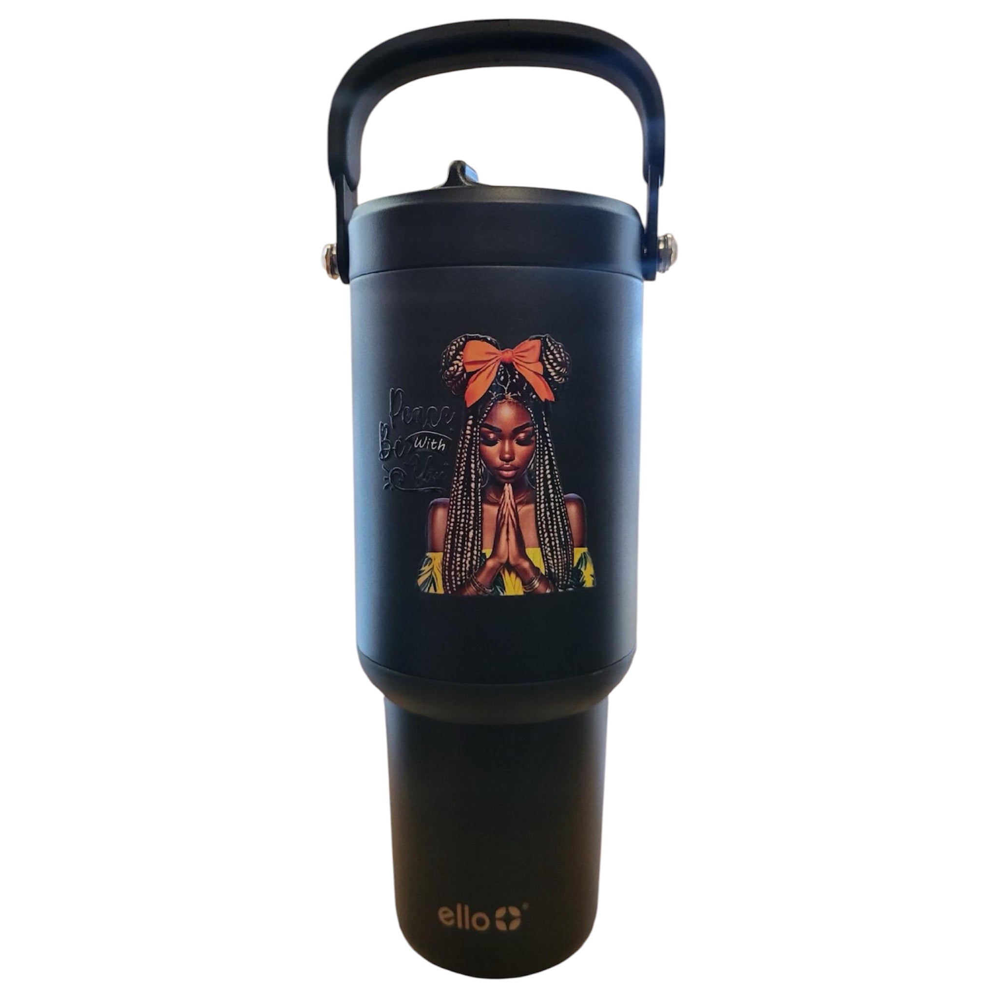Black Faith Flow 30oz Tumbler with Handle & Retractable Straw