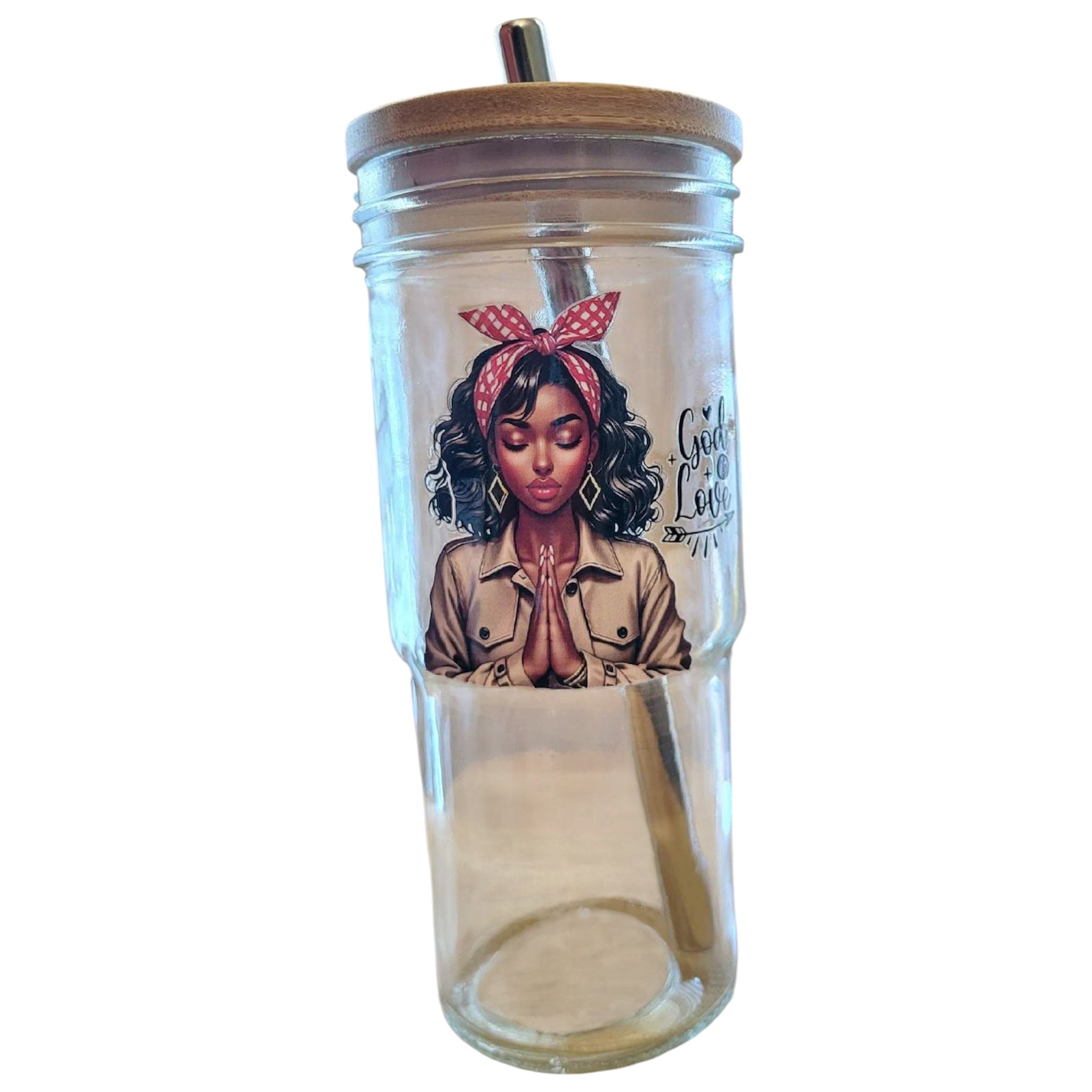 Inspired Sips 24oz Glass Tumbler with Bamboo Lid